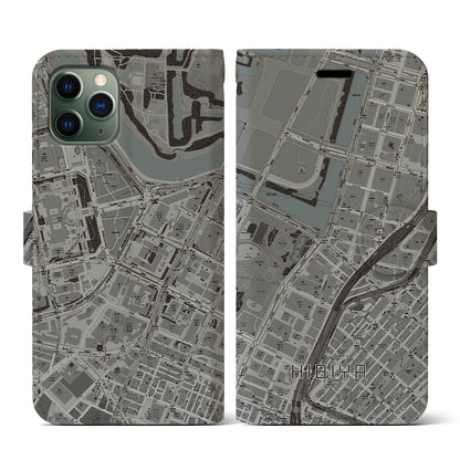 【日比谷（東京都）】地図柄iPhoneケース（手帳タイプ）モノトーン・iPhone 11 Pro 用