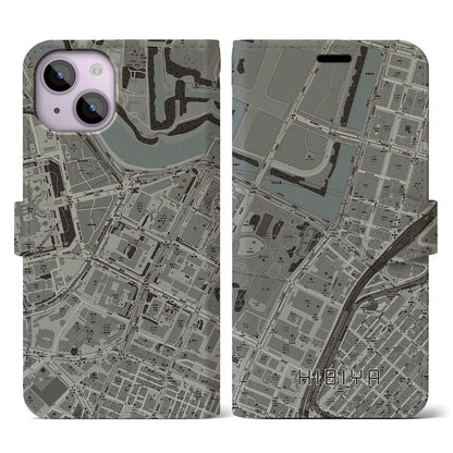 【日比谷（東京都）】地図柄iPhoneケース（手帳タイプ）モノトーン・iPhone 14 用