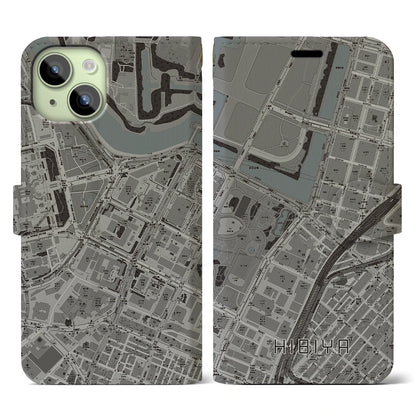 【日比谷（東京都）】地図柄iPhoneケース（手帳タイプ）モノトーン・iPhone 15 用