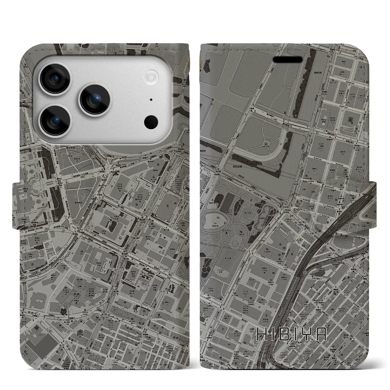 【日比谷（東京都）】地図柄iPhoneケース（手帳タイプ）