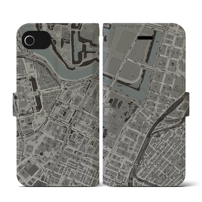 【日比谷（東京都）】地図柄iPhoneケース（手帳タイプ）モノトーン・iPhone SE（第3 / 第2世代） / 8 / 7 / 6s / 6 用