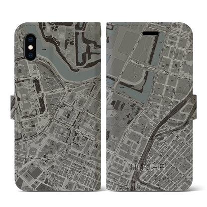 【日比谷（東京都）】地図柄iPhoneケース（手帳タイプ）モノトーン・iPhone XS / X 用