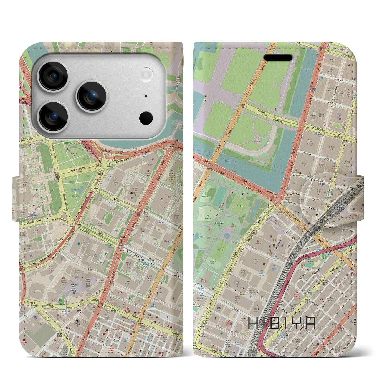 【日比谷（東京都）】地図柄iPhoneケース（手帳タイプ）