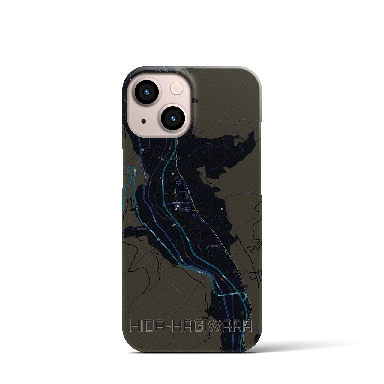 【飛騨萩原（岐阜県）】地図柄iPhoneケース（バックカバータイプ）