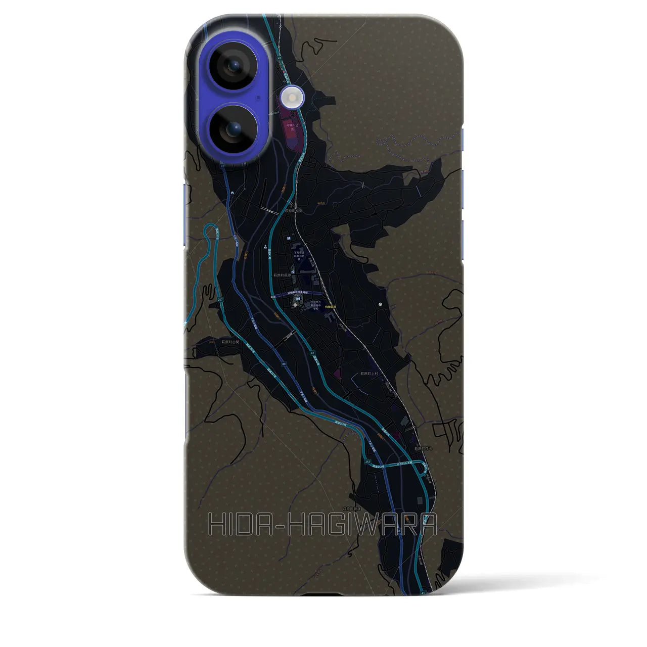 【飛騨萩原（岐阜県）】地図柄iPhoneケース（バックカバータイプ）