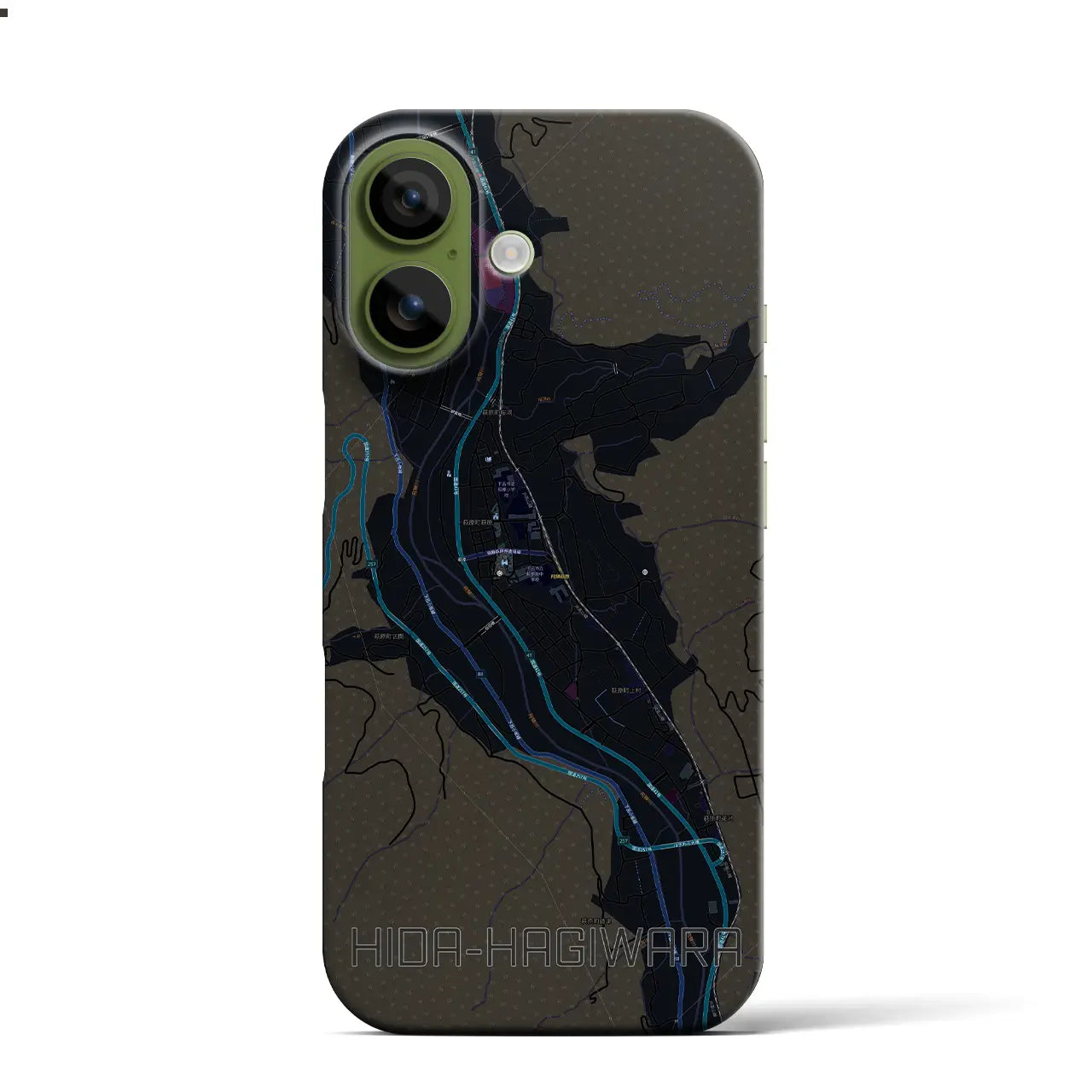 【飛騨萩原（岐阜県）】地図柄iPhoneケース（バックカバータイプ）