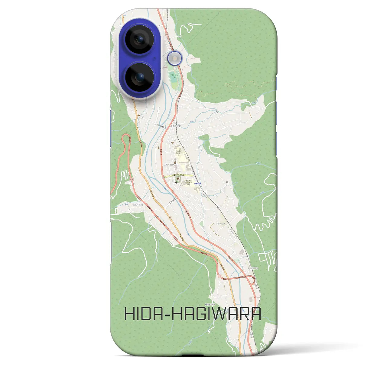 【飛騨萩原（岐阜県）】地図柄iPhoneケース（バックカバータイプ）