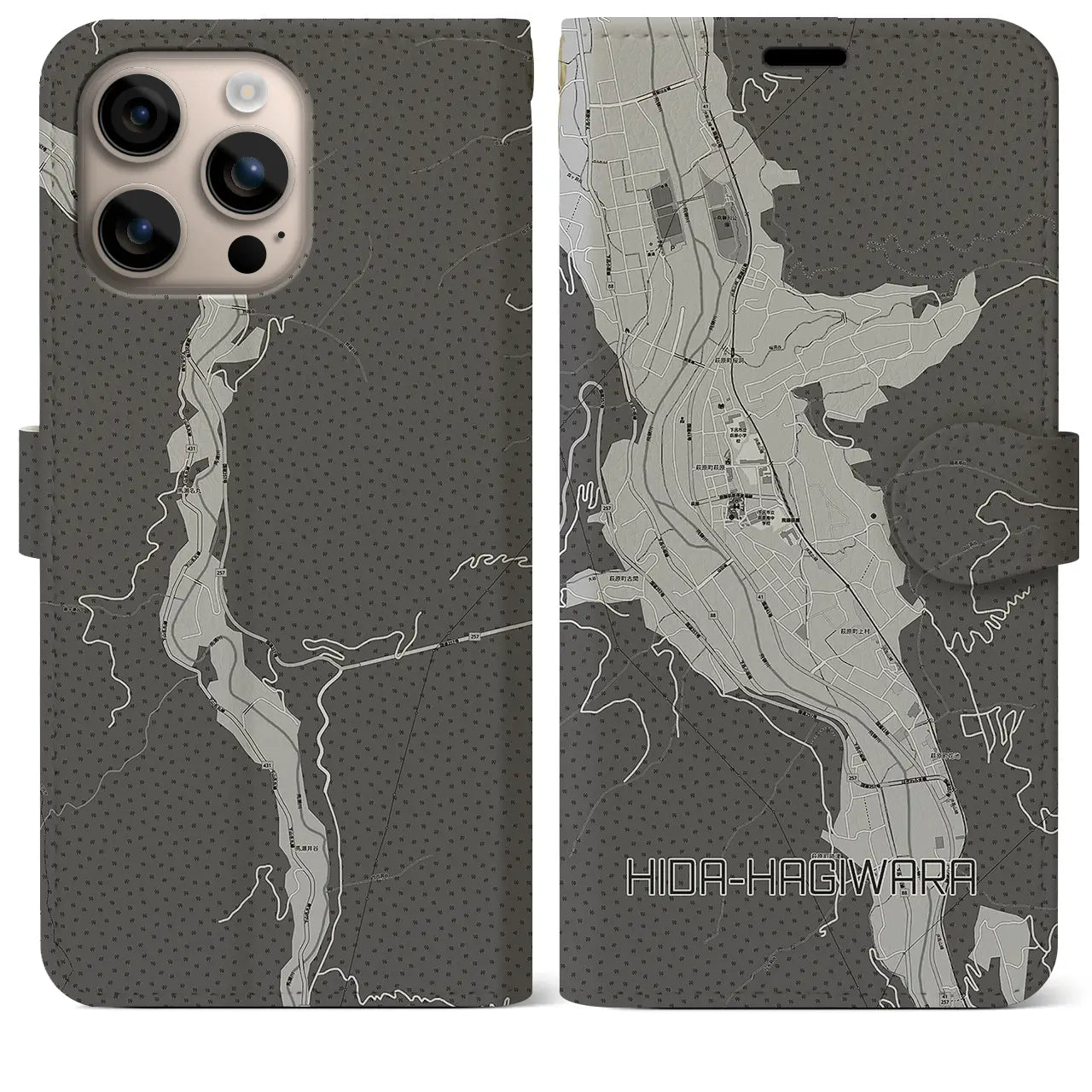 【飛騨萩原（岐阜県）】地図柄iPhoneケース（手帳タイプ）