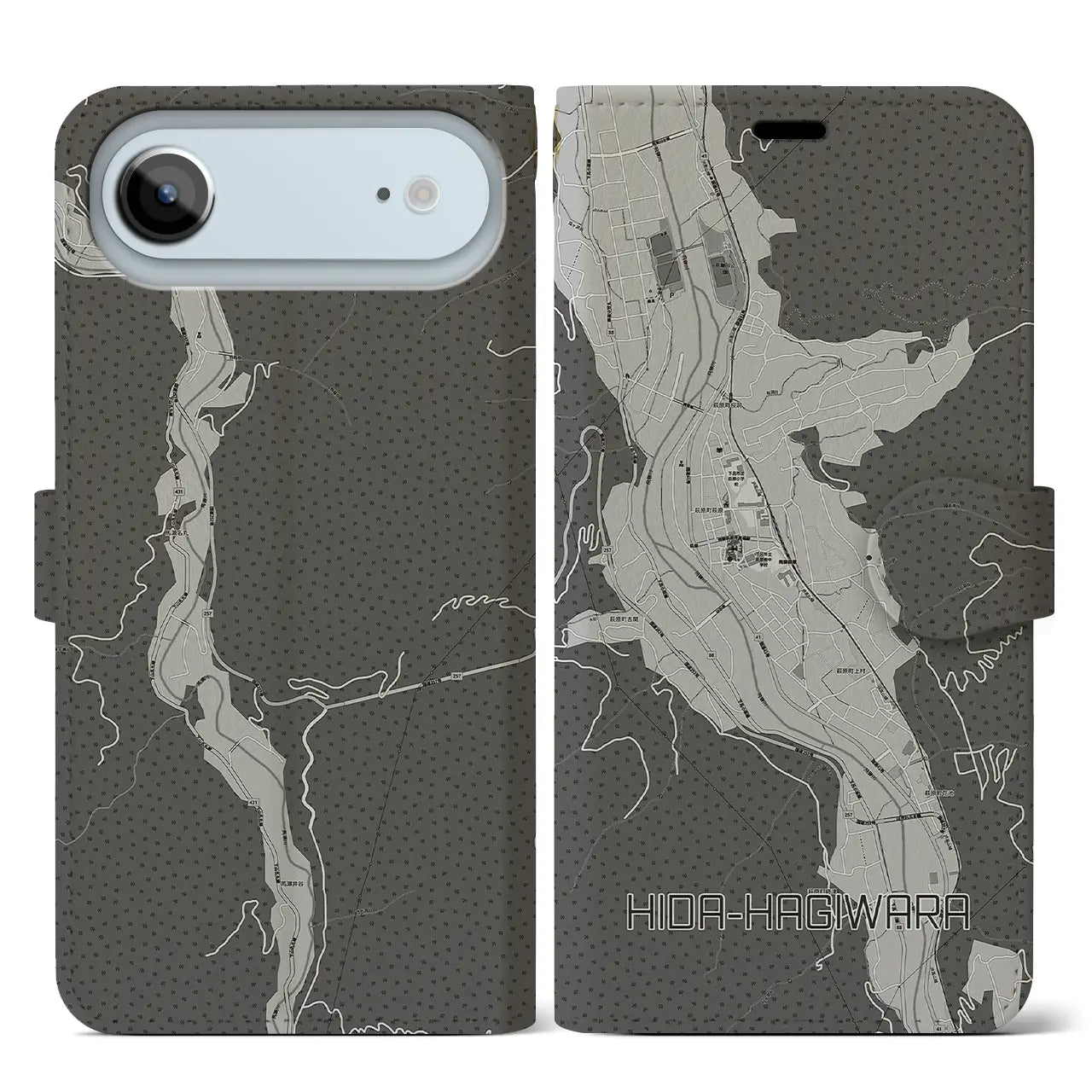 【飛騨萩原（岐阜県）】地図柄iPhoneケース（手帳タイプ）