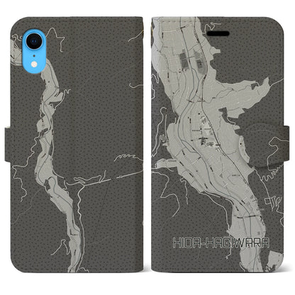 【飛騨萩原（岐阜県）】地図柄iPhoneケース（手帳タイプ）モノトーン・iPhone XR 用
