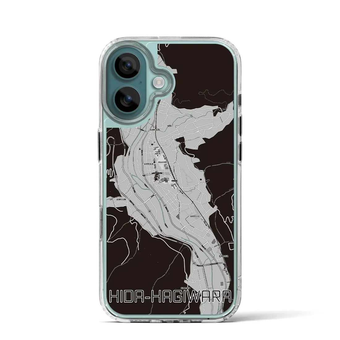 【飛騨萩原(岐阜県)】地図柄iPhoneケース(MagSafeタイプ)モノトーン・iPhone 16 Pro 用