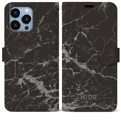 【飛騨（岐阜県）】地図柄iPhoneケース（手帳タイプ）モノトーン・iPhone 13 Pro Max 用