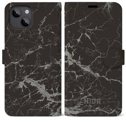 【飛騨（岐阜県）】地図柄iPhoneケース（手帳タイプ）モノトーン・iPhone 14 Plus 用