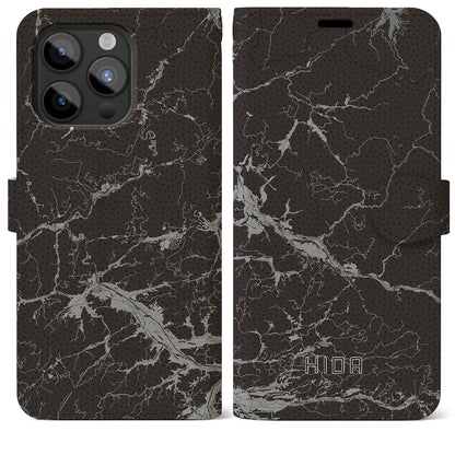 【飛騨（岐阜県）】地図柄iPhoneケース（手帳タイプ）モノトーン・iPhone 15 Pro Max 用