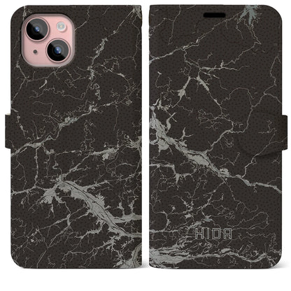 【飛騨（岐阜県）】地図柄iPhoneケース（手帳タイプ）モノトーン・iPhone 15 Plus 用