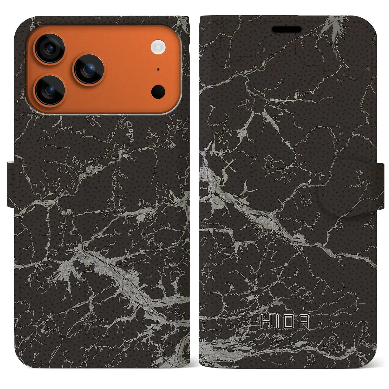 【飛騨（岐阜県）】地図柄iPhoneケース（手帳タイプ）