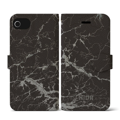 【飛騨（岐阜県）】地図柄iPhoneケース（手帳タイプ）モノトーン・iPhone SE（第3 / 第2世代） / 8 / 7 / 6s / 6 用