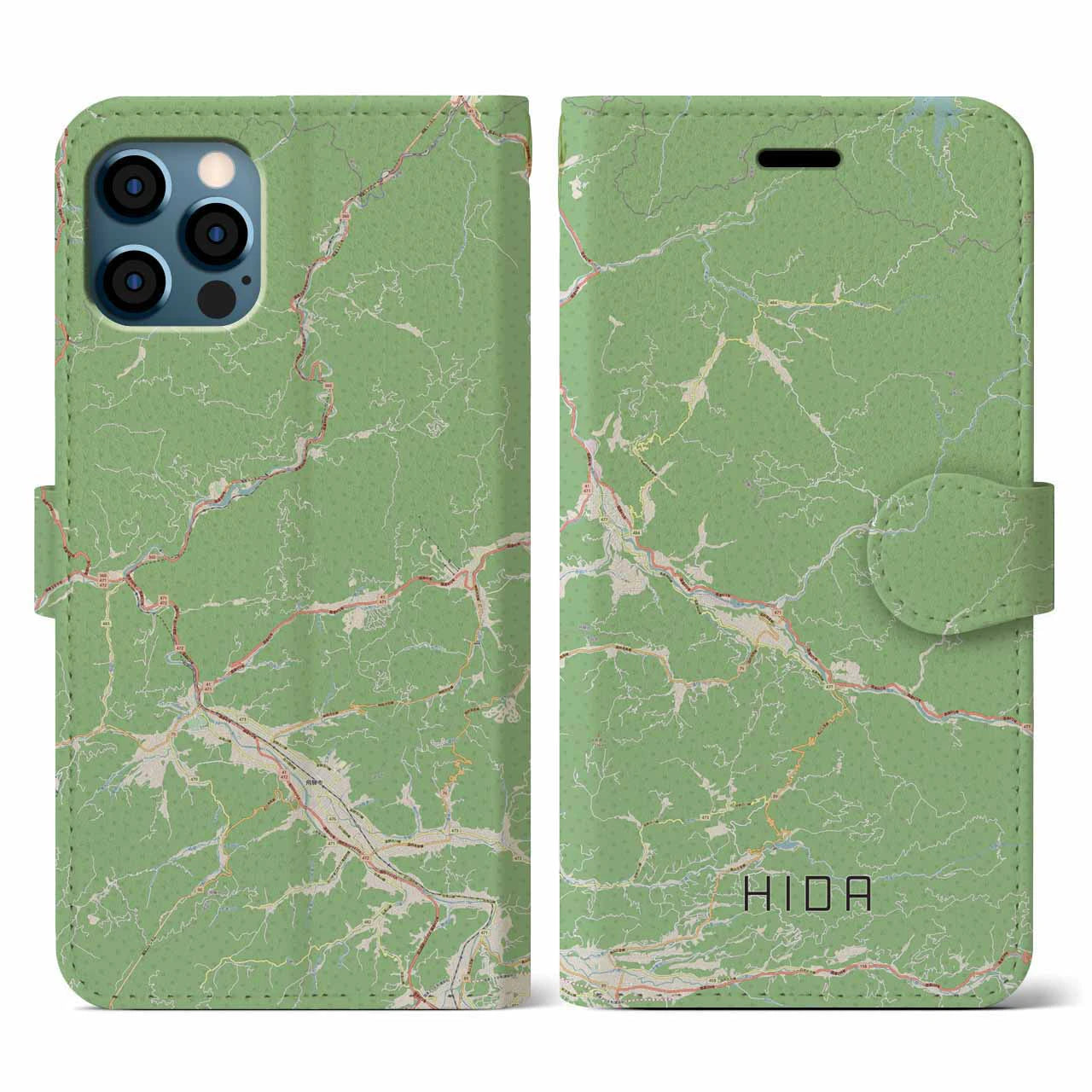 【飛騨（岐阜県）】地図柄iPhoneケース（手帳タイプ）
