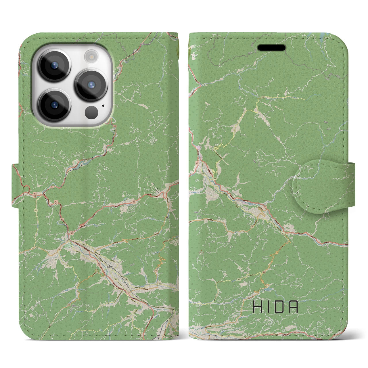 【飛騨（岐阜県）】地図柄iPhoneケース（手帳タイプ）