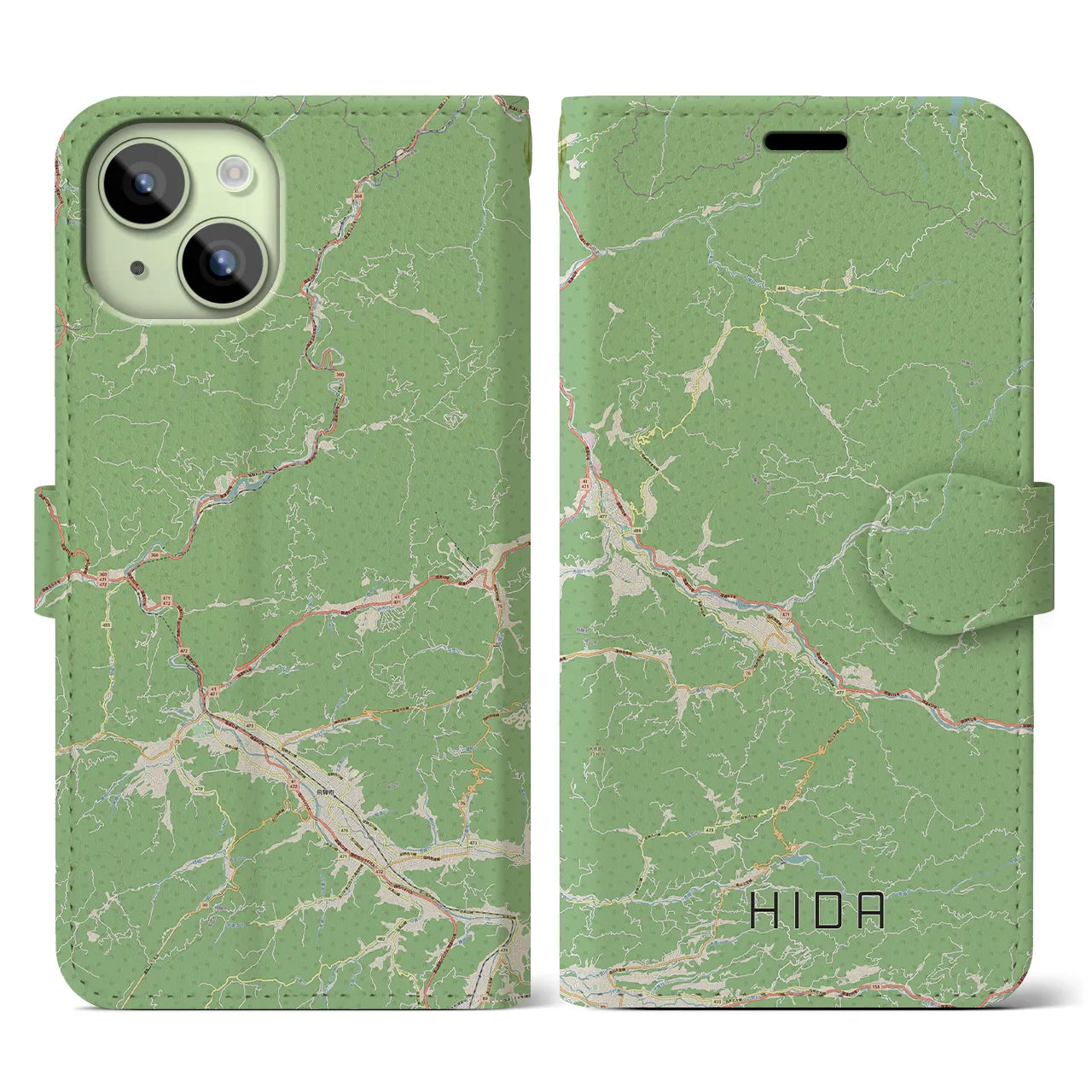 【飛騨（岐阜県）】地図柄iPhoneケース（手帳タイプ）