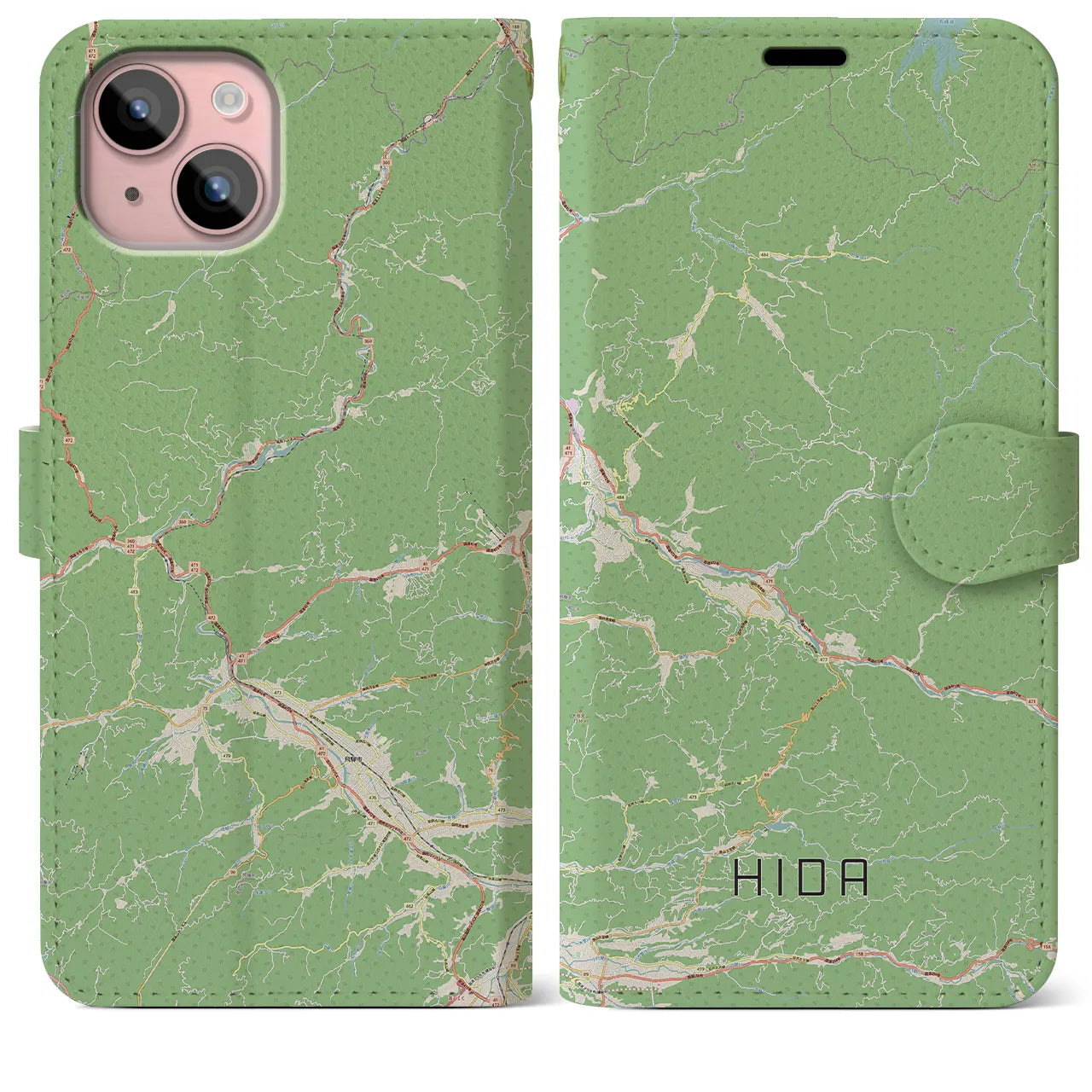 【飛騨（岐阜県）】地図柄iPhoneケース（手帳タイプ）