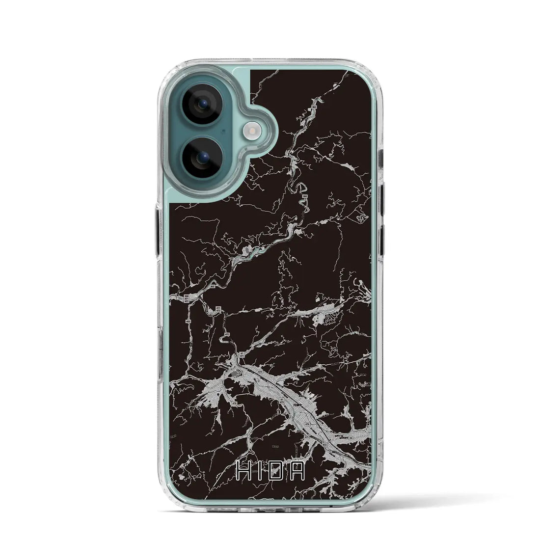 【飛騨(岐阜県)】地図柄iPhoneケース(MagSafeタイプ)モノトーン・iPhone 16 Pro 用