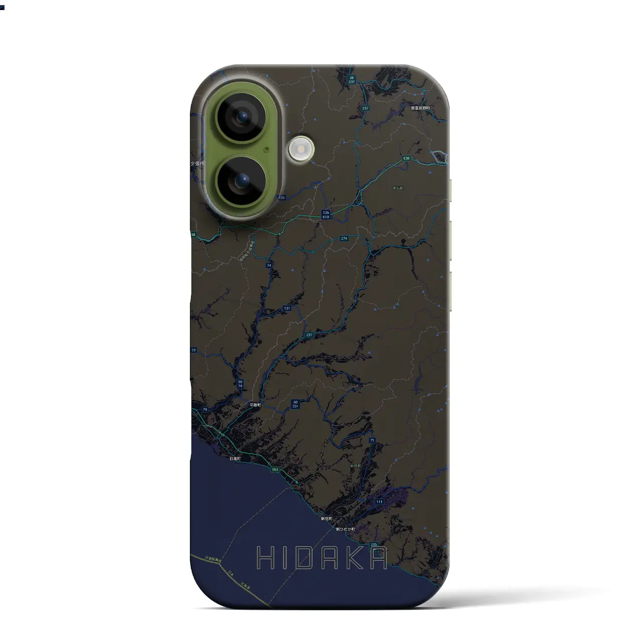 【日高（北海道）】地図柄iPhoneケース（バックカバータイプ）