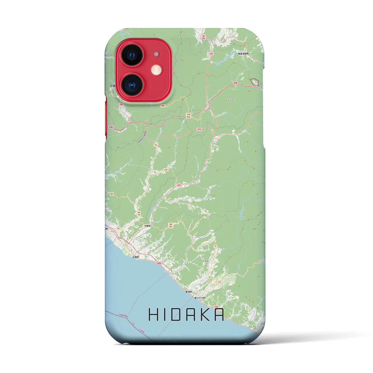 【日高（北海道）】地図柄iPhoneケース（バックカバータイプ）ナチュラル・iPhone 11 用