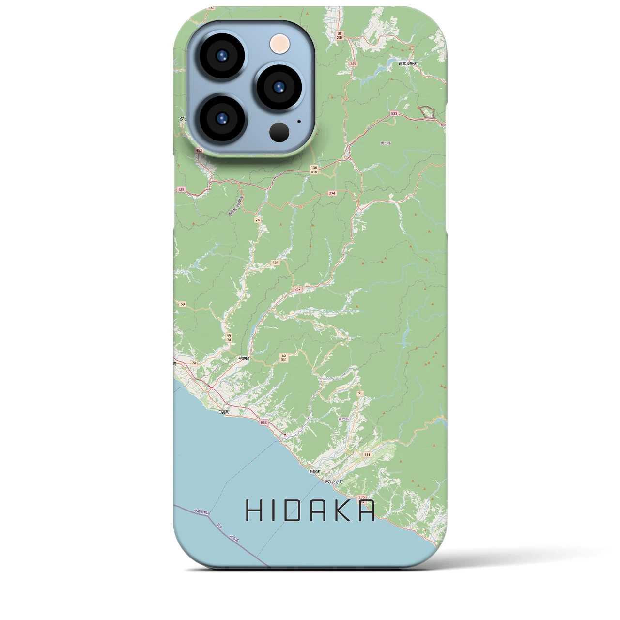 【日高（北海道）】地図柄iPhoneケース（バックカバータイプ）ナチュラル・iPhone 13 Pro Max 用