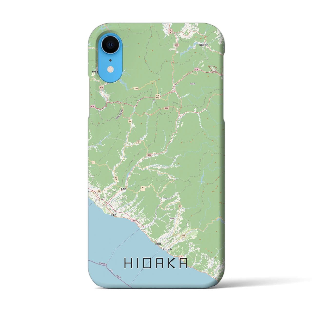 【日高（北海道）】地図柄iPhoneケース（バックカバータイプ）ナチュラル・iPhone XR 用