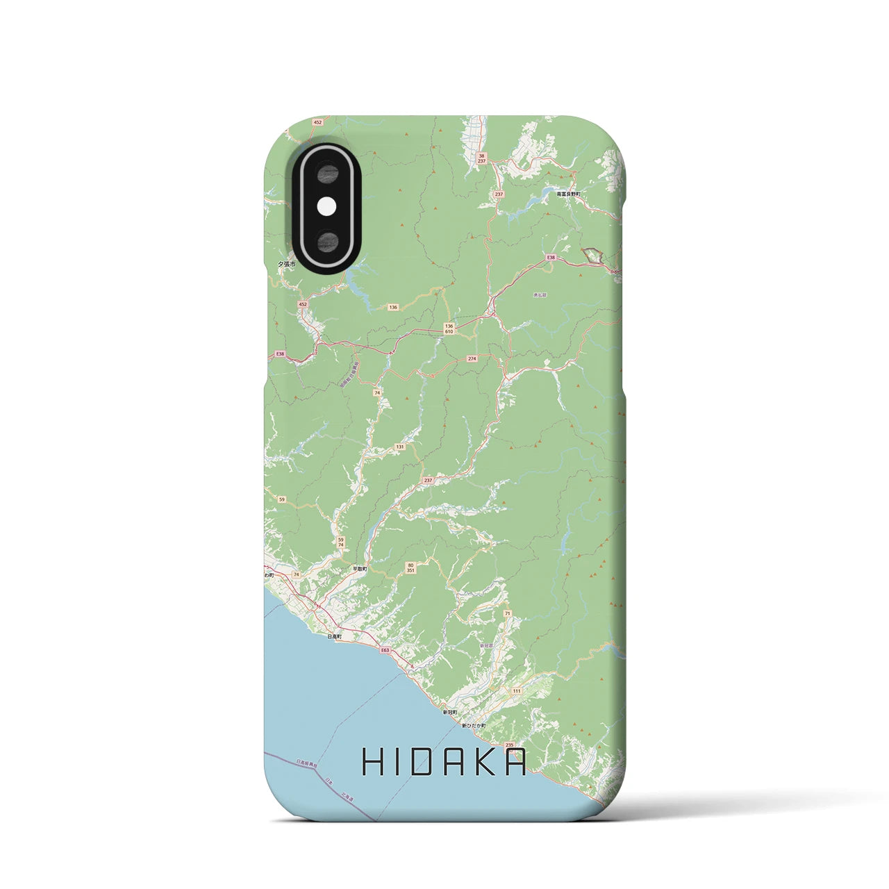 【日高（北海道）】地図柄iPhoneケース（バックカバータイプ）ナチュラル・iPhone XS / X 用