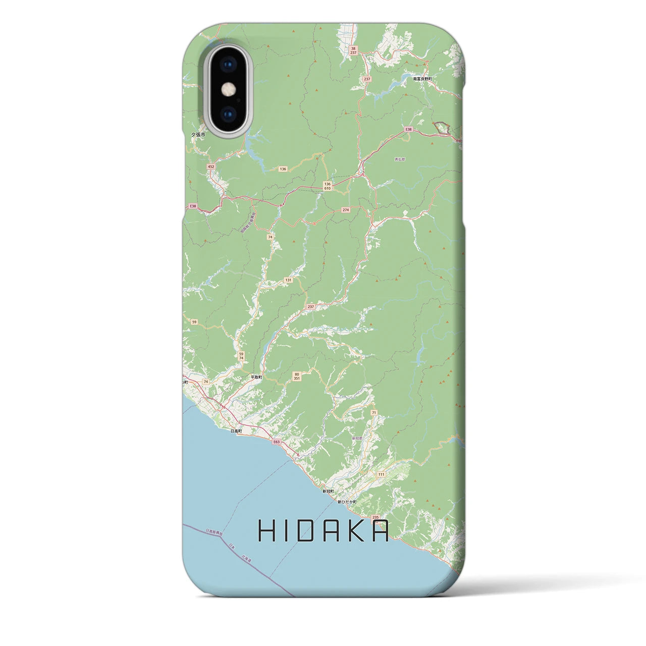 【日高（北海道）】地図柄iPhoneケース（バックカバータイプ）ナチュラル・iPhone XS Max 用