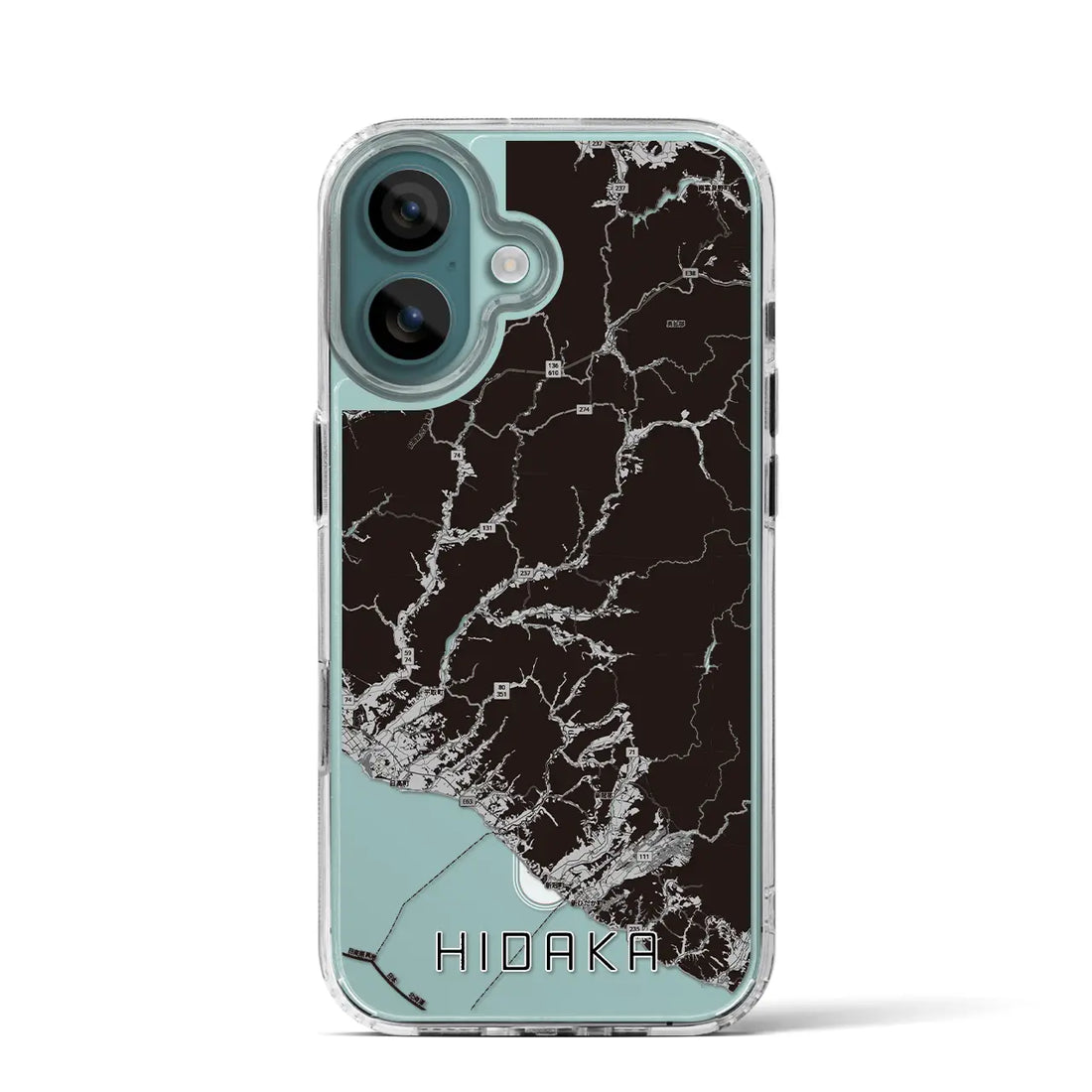 【日高（北海道）】地図柄iPhoneケース（MagSafeタイプ）モノトーン・iPhone 16 Pro 用
