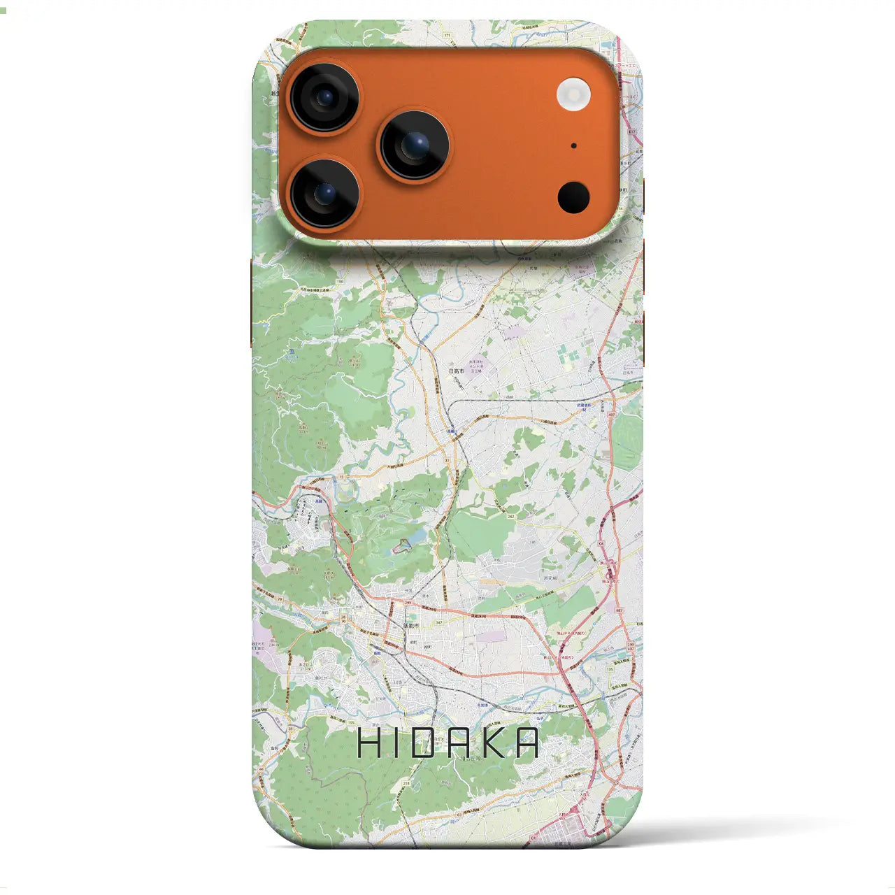 【日高（埼玉県）】地図柄iPhoneケース（バックカバータイプ）ブラック・iPhone 17 Pro Max 用