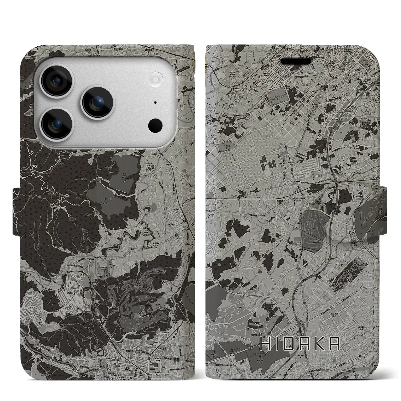 【日高（埼玉県）】地図柄iPhoneケース（手帳タイプ）