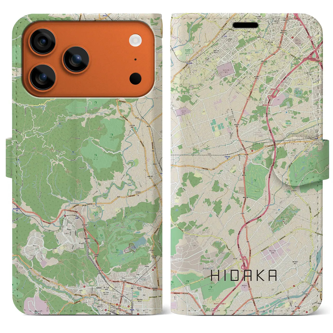 【日高（埼玉県）】地図柄iPhoneケース（手帳タイプ）