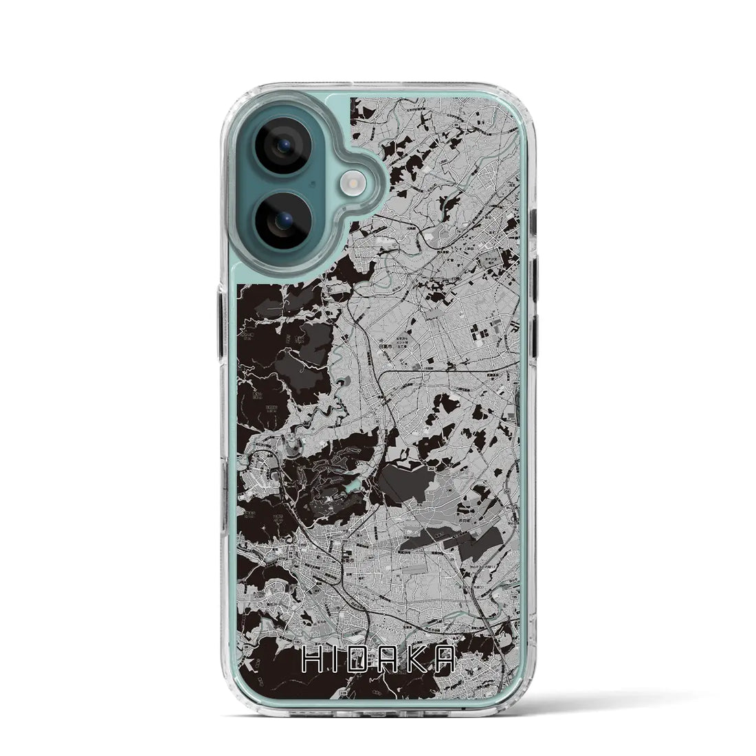【日高（埼玉県）】地図柄iPhoneケース（MagSafeタイプ）モノトーン・iPhone 16 Pro 用