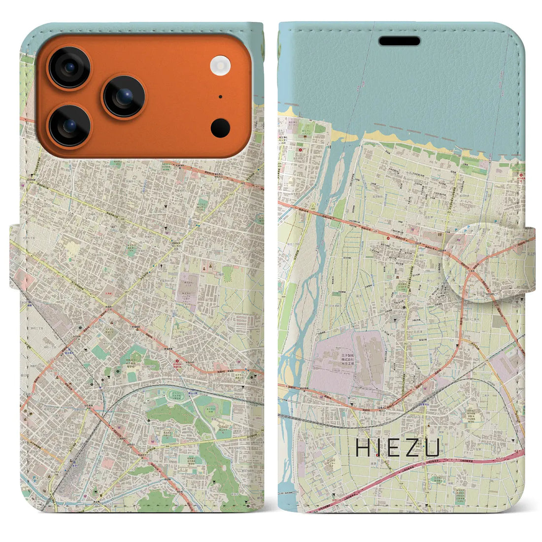 【日吉津(鳥取県)】地図柄iPhoneケース(手帳タイプ)ナチュラル・iPhone 17 Pro Max 用