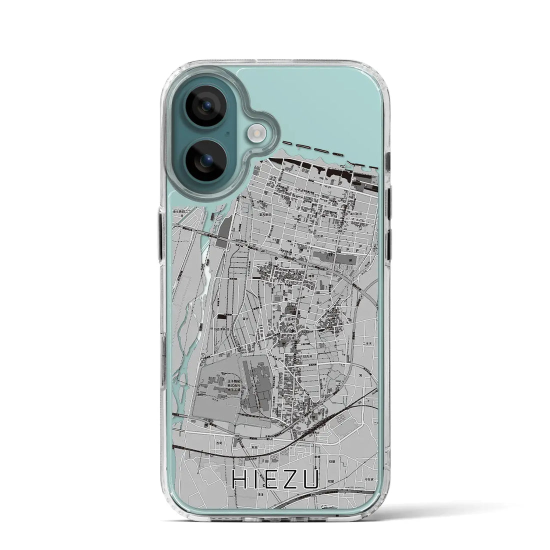 【日吉津（鳥取県）】地図柄iPhoneケース（MagSafeタイプ）モノトーン・iPhone 16 Pro 用