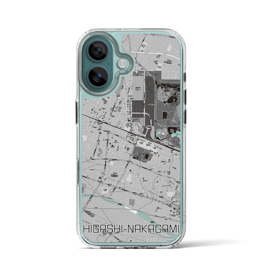 【東中神（東京都）】地図柄iPhoneケース（MagSafeタイプ）モノトーン・iPhone 16 Pro 用