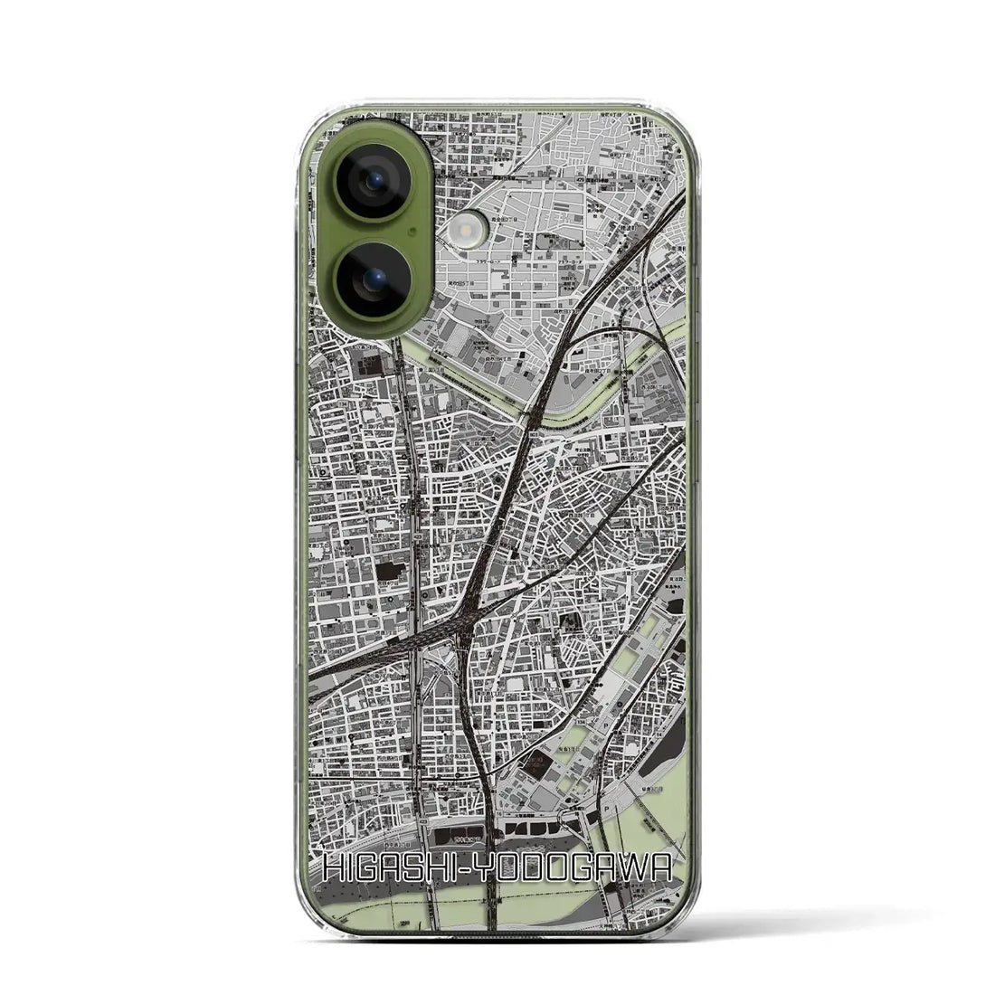 【東淀川（大阪府）】地図柄iPhoneケース（クリアタイプ）モノトーン・iPhone 17 Pro Max 用