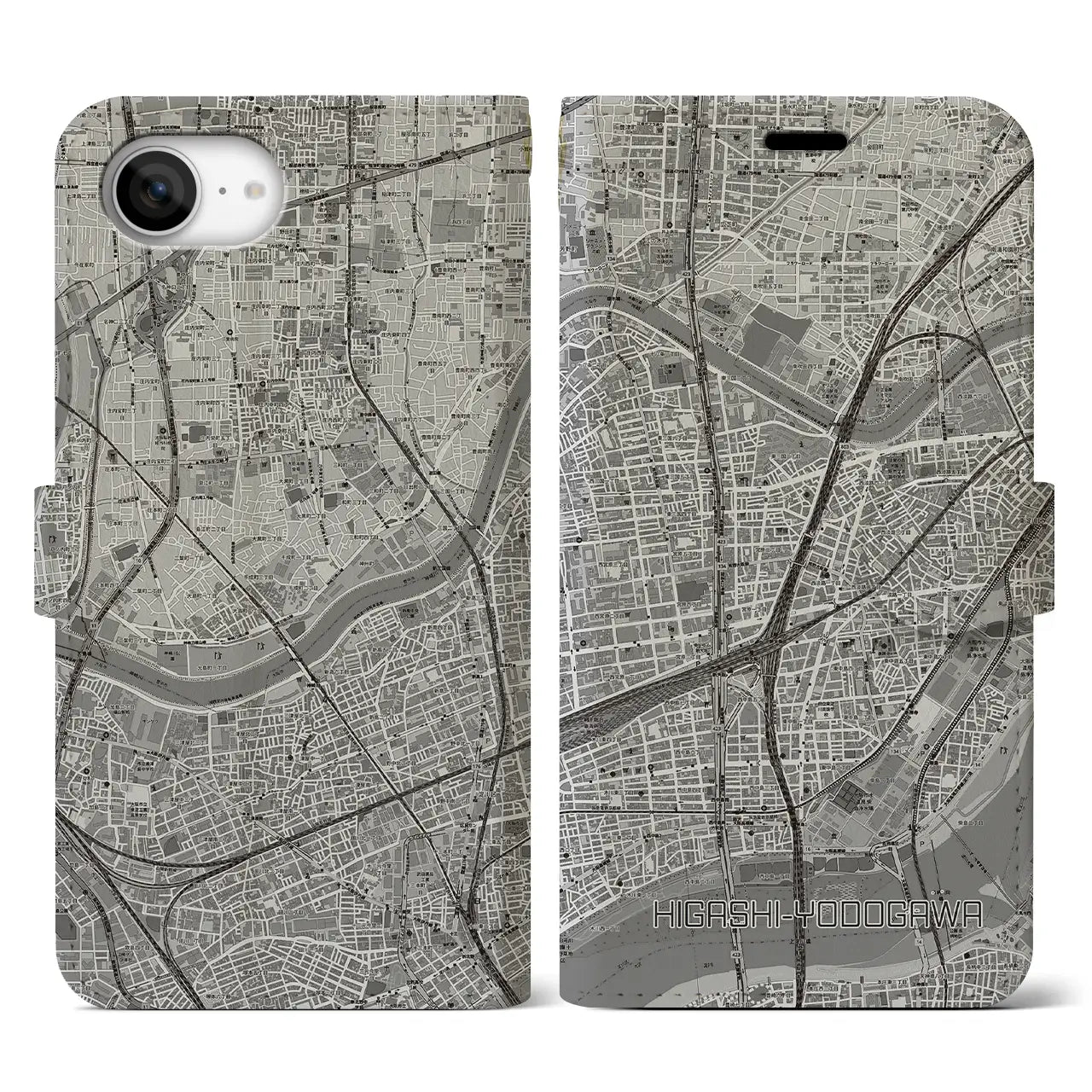 【東淀川（大阪府）】地図柄iPhoneケース（手帳タイプ）