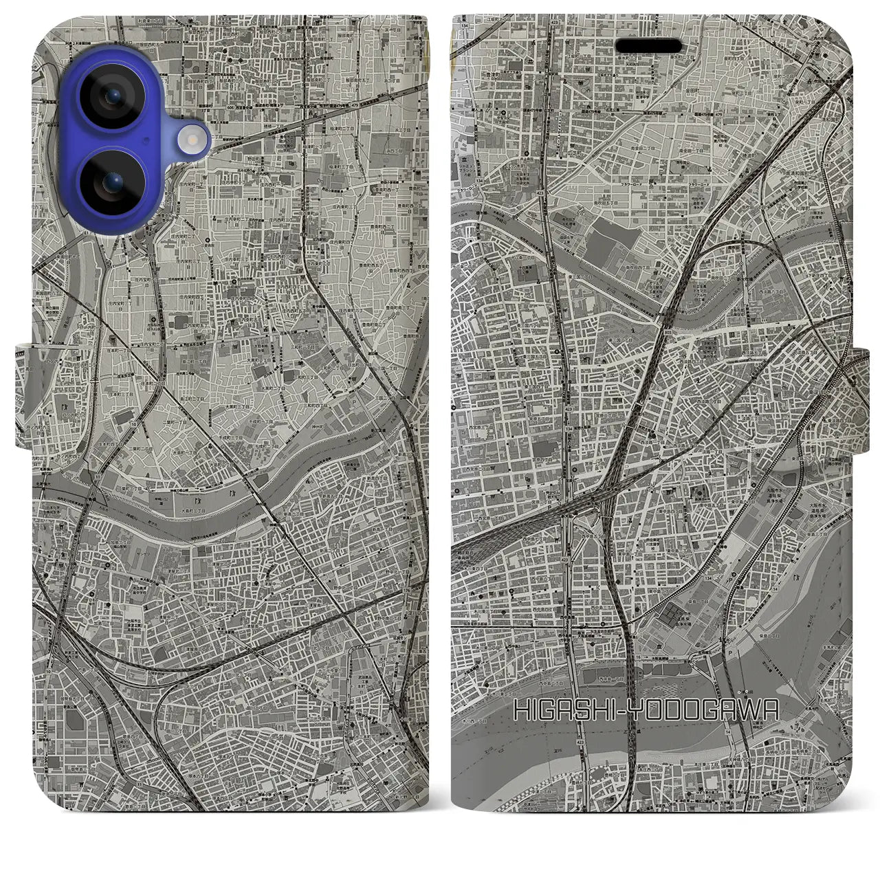 【東淀川（大阪府）】地図柄iPhoneケース（手帳タイプ）