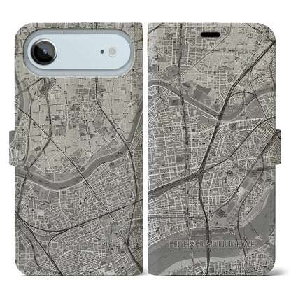 【東淀川（大阪府）】地図柄iPhoneケース（手帳タイプ）