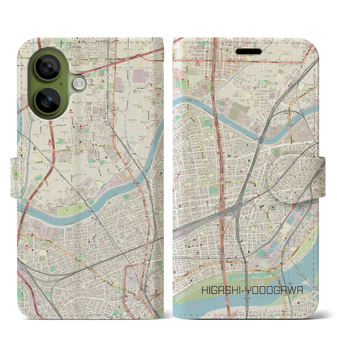 【東淀川（大阪府）】地図柄iPhoneケース（手帳タイプ）