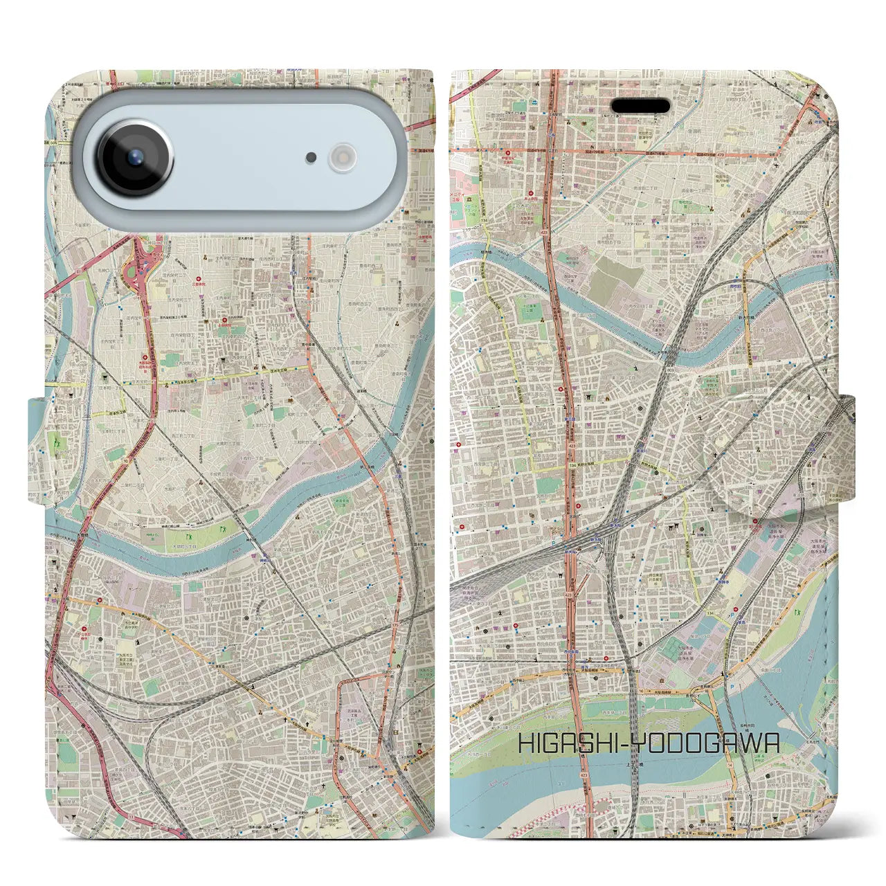 【東淀川（大阪府）】地図柄iPhoneケース（手帳タイプ）