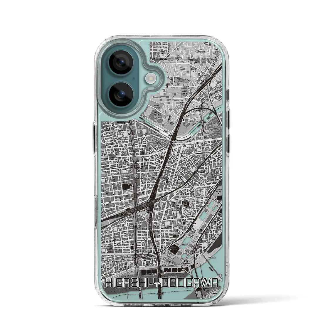 【東淀川（大阪府）】地図柄iPhoneケース（MagSafeタイプ）モノトーン・iPhone 16 Pro 用