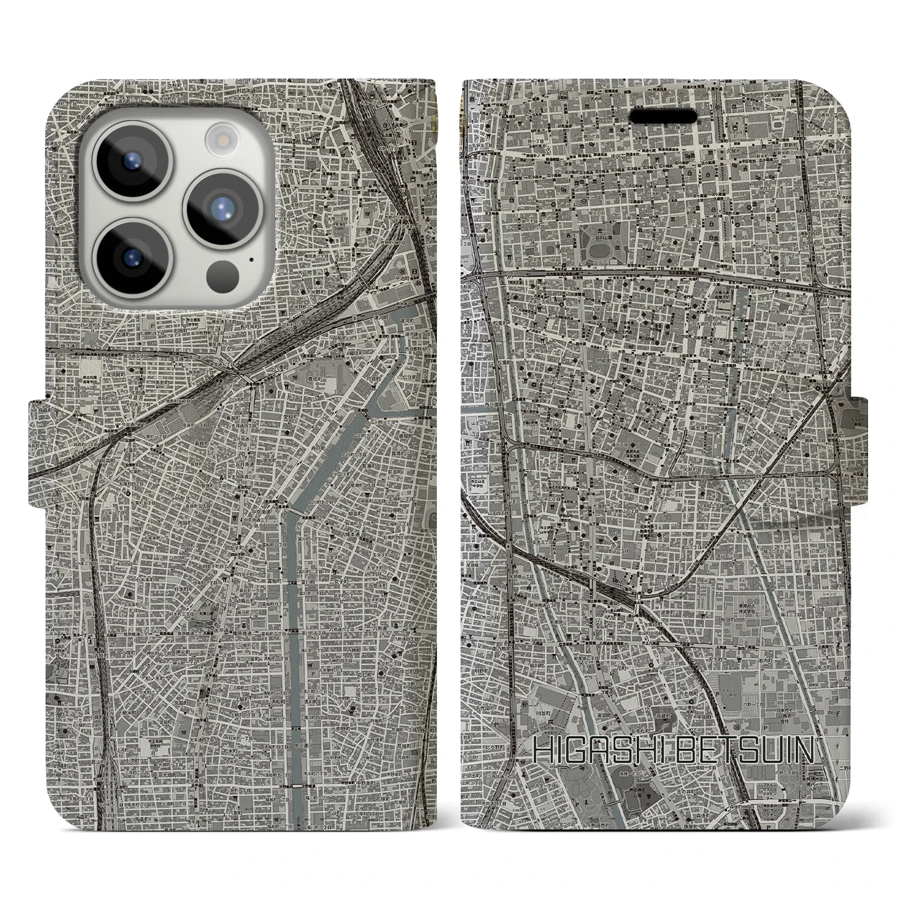 【東別院（愛知県）】地図柄iPhoneケース（手帳タイプ）