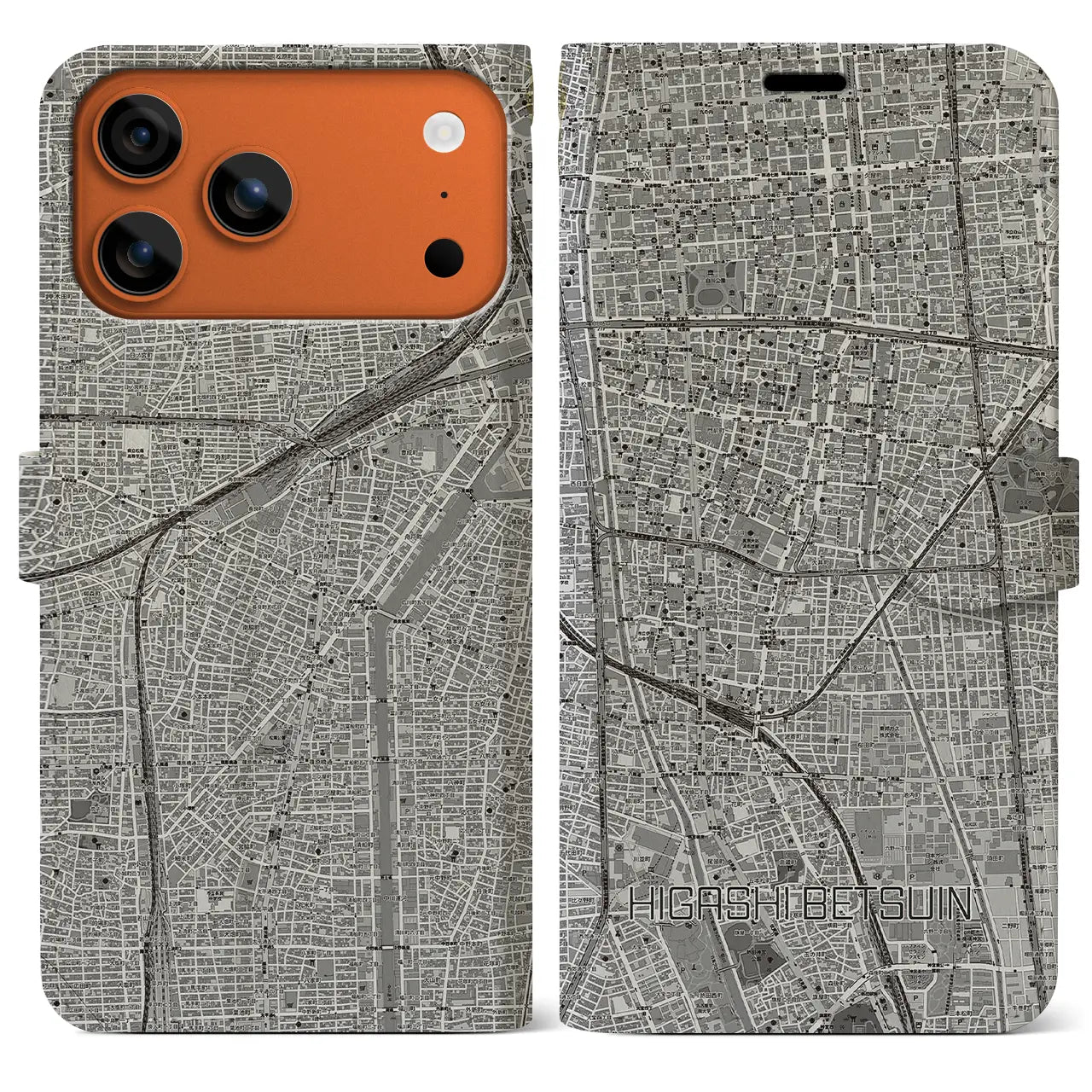 【東別院（愛知県）】地図柄iPhoneケース（手帳タイプ）