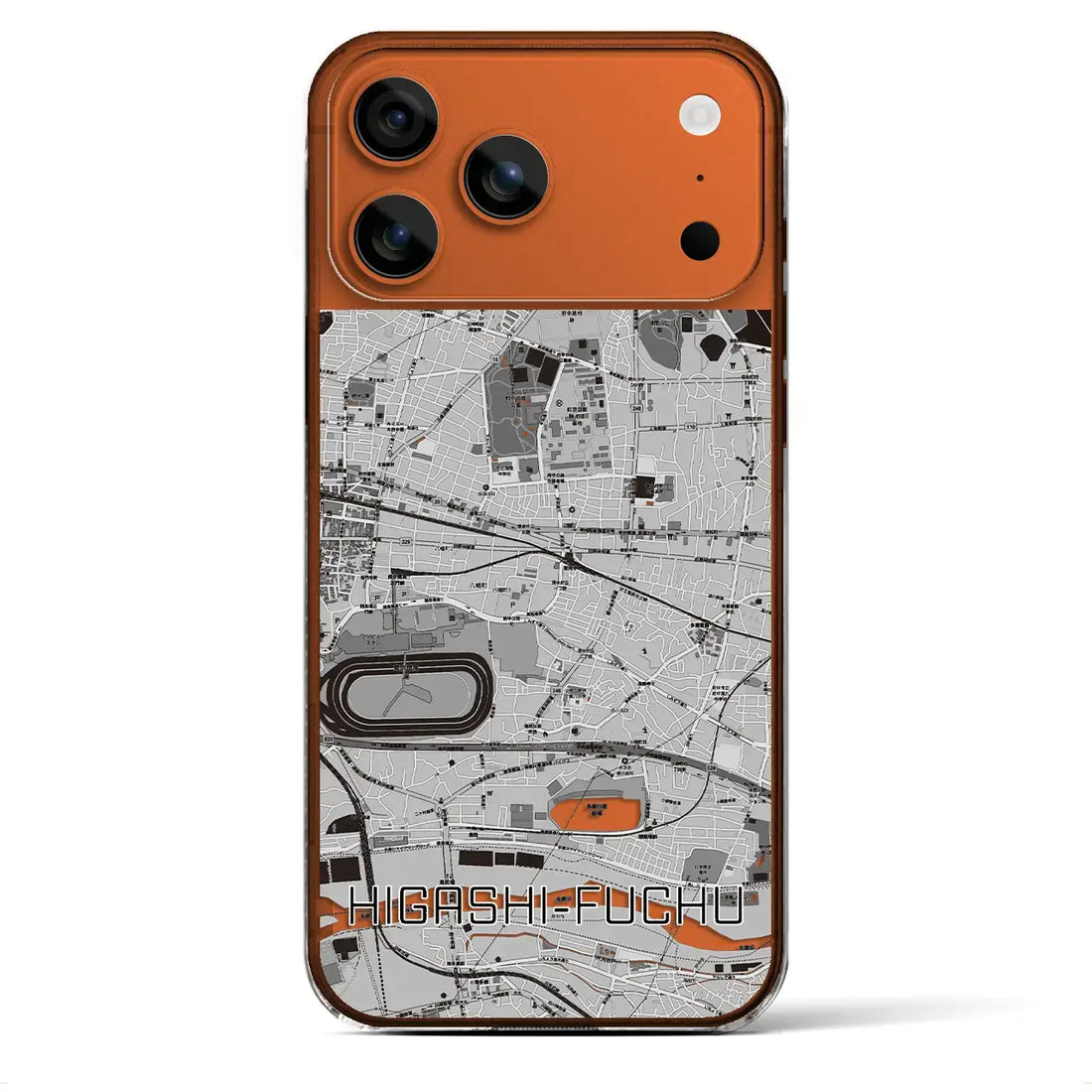 【東府中(東京都)】地図柄iPhoneケース(クリアタイプ)モノトーン・iPhone 17 Pro Max 用